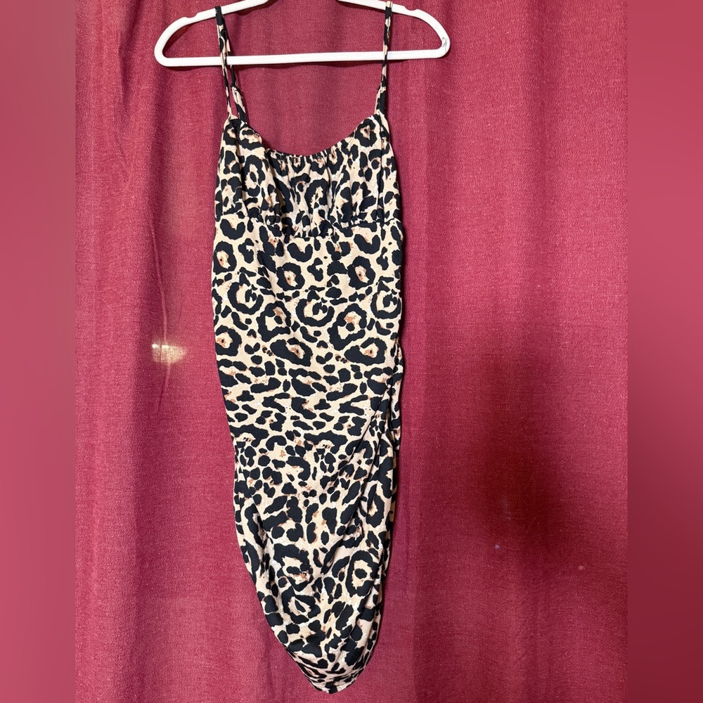 Leopard Print Bodycon Dress with Side Ruching!